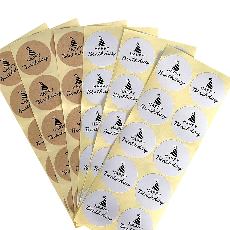 

1000PCS/lot Cute Happy Birthday Kraft Blank Sealing sticker Handmade Sticker DIY gift label Wholesale