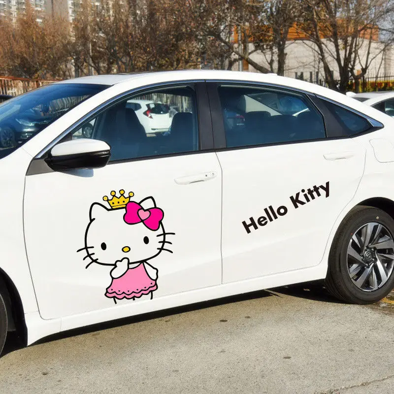 TAKARA TOMY Hello Kitty Car Sticker Personality Creative Cartoon Cute Car Door Modification Lahua Car Decoration Sticker