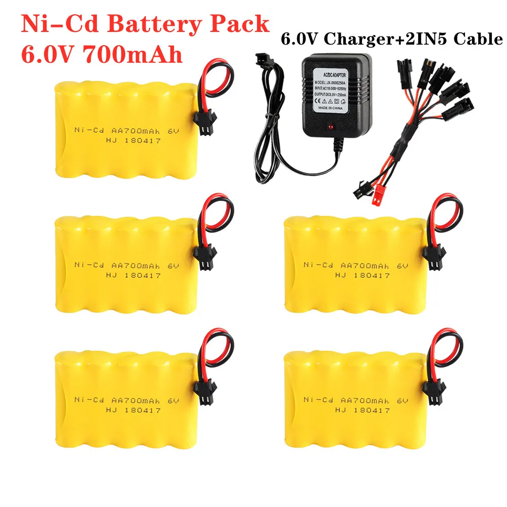 6v 700mah NiCd Battery With USB Charger For Rc Toys RC Cars rc Boats Guns Tanks Robots Parts 5*AA 1.2v Rechargeable Battery Pack