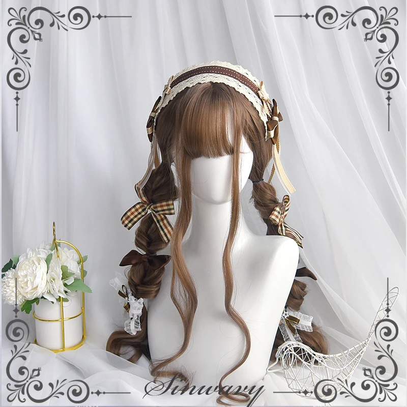 Doll beige Lolita wig cute light golden brown Mori long curly hair