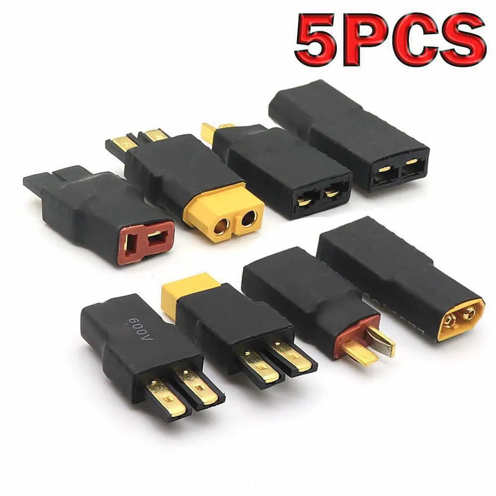 

5 Pcs Zero Wire Male Female TRX Trax to T Plug Deans Style No Wire Connector Battery Adapter to XT60plug Shipping