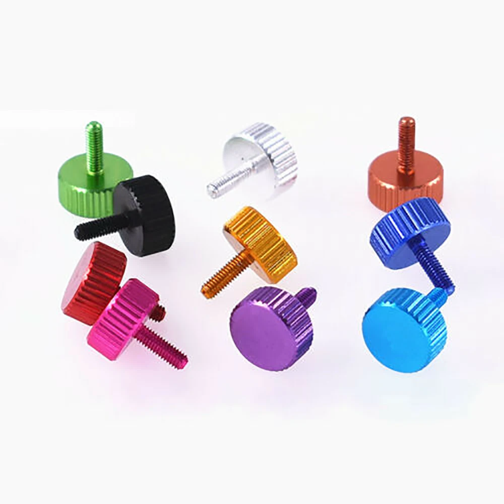 4pcs 양극 처리 된 알루미늄 플랫 헤드 Knurled 엄지 나사 M2.5 M2.6 손은 RC 비행기 모형 컴퓨터 상자를위한 회전 손잡이 놀이쇠를 강화한다