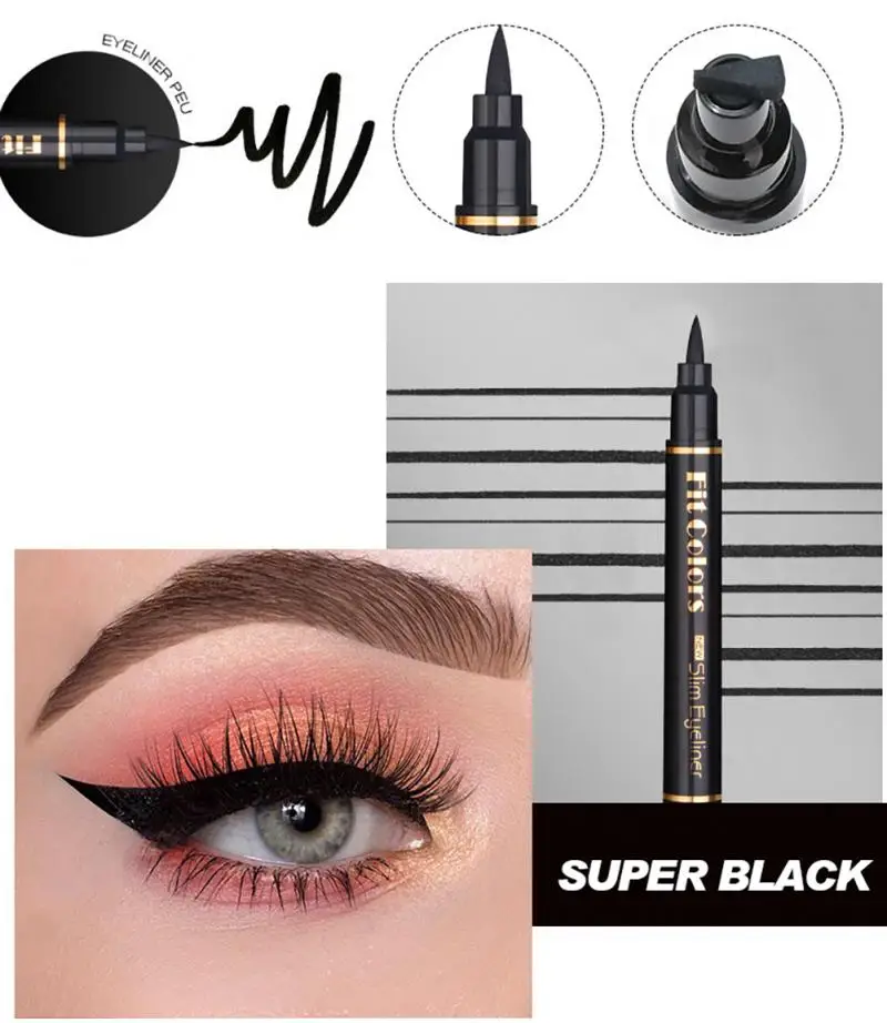 2 In1 Eyeliner Stamp Liquid Eyeliner Pencil Waterproof Quick Dry Eye Liner Pencil Makeup Stamps Seal Pen Stamp Eye Liner TSLM1