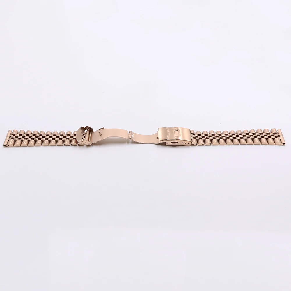 CARLYWET 22mm Two Tone Rose Gold Straight End Solid Screw Links Replacement Watch Band Strap Jubilee Bracelet For Seiko Omega