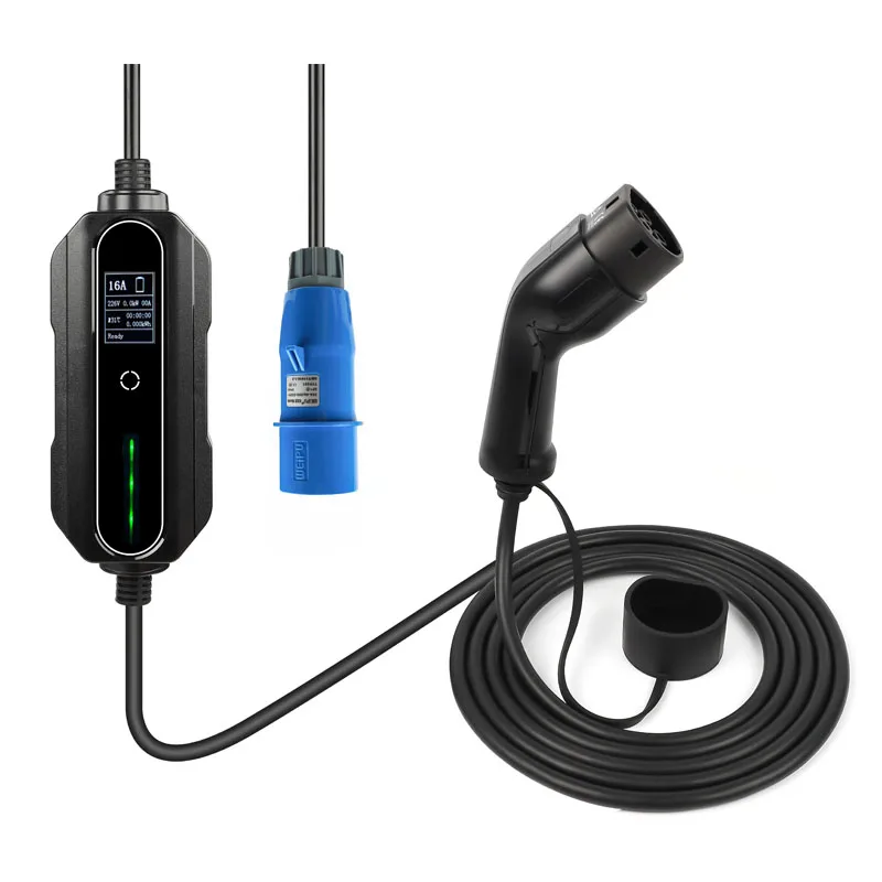 Mobile EV Charger Wallbox 32A Fast EV Charger IEC62196 Type 2 CEE 3 Pins Electric Car Charger EVSE Cargador Auto Electrico