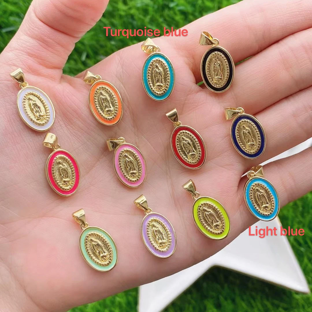 5Pcs/Lot Factory Directly Sale Custom Modern Personalized Drop Oil Guadalupe Pendants