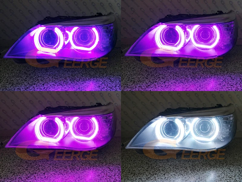 For BMW E60 E61 LCI M5 RF W/ Wireless Remote Bluetooth App Multi Color DTM Style RGB LED Angel Eyes Kit Halo Rings