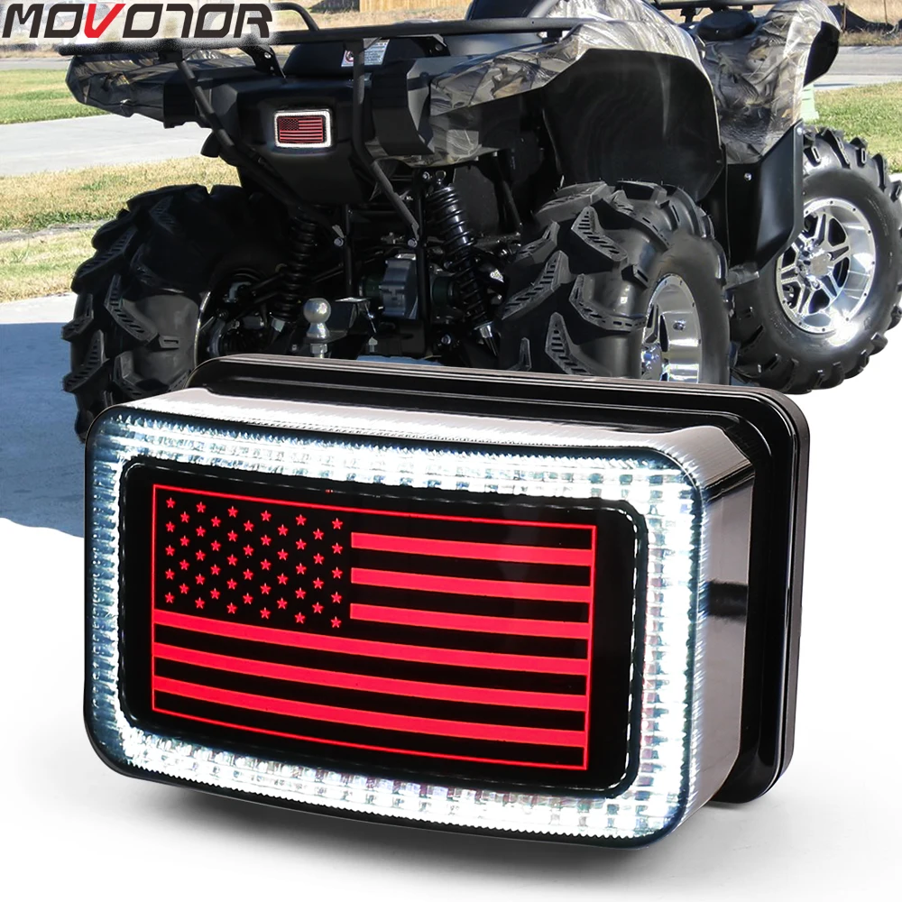 MOVOTOR White Halo Smoked Lens Brake Light Led ATV Tail Light for YFM Grizzly Big Bear Kodiak Viking Bruin Wolverin Bear Tracker