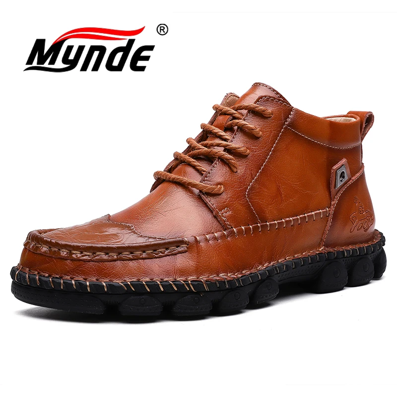 New Spring Autumn Men Rubber Ankle Boots Leather Men Boots Work boots Comfortable Motorcycle Boots Men\'s Shoes Size 38-48