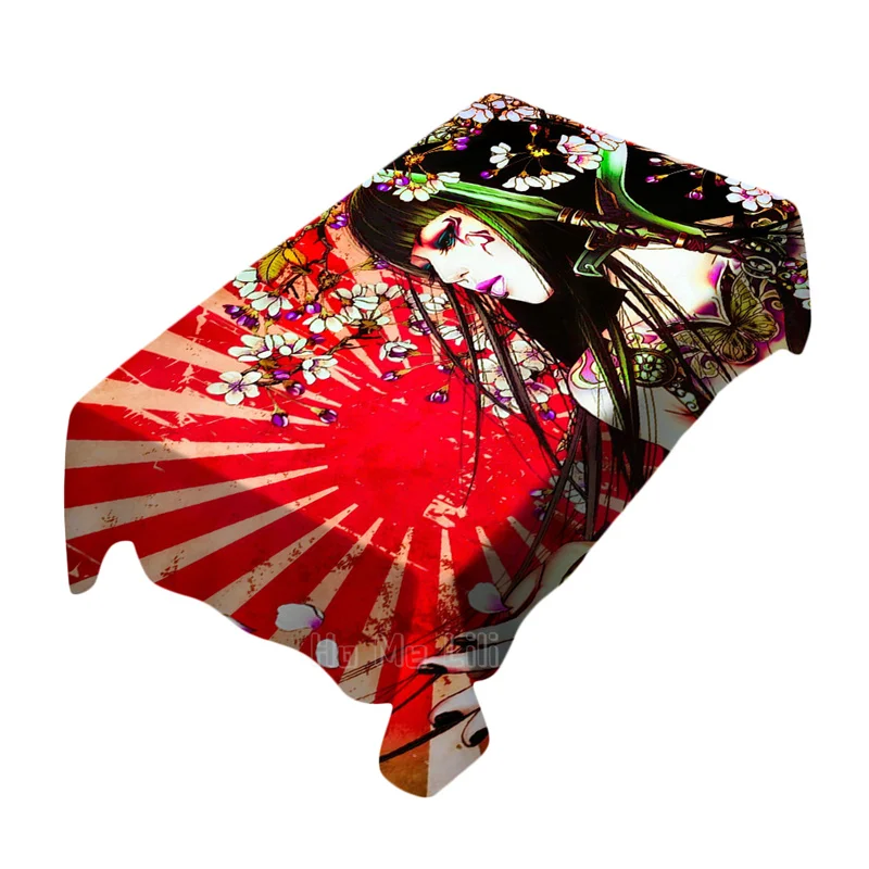 Fantastic Asian Japanese Geisha Girl Retro Wave By Ho Me Lili Table Cloth Rectangle