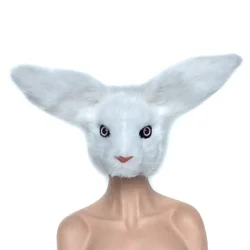 HuiTai Half-head Animal Cosplay Carnival Costume Accessories Rabbit  Furry Head Mask for Kids Age above 10