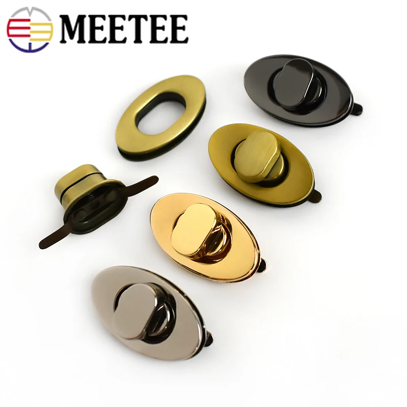 Meetee 2/4Pcs 38x22mm Metal Handbag Turn Twist Locks Buckles Bag Decorative Lock Snap Clasp DIY Bags Hardware Accessories