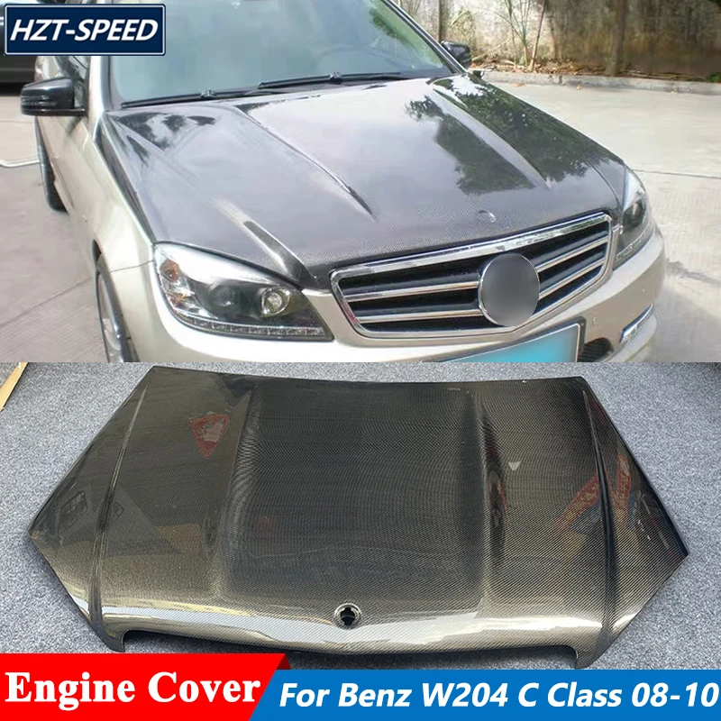 AMG Style Carbon Fiber Car Engine Hood Cover Bonnets For Mercedes Benz W204 C200 C300 C63 Tuning 2008-2010