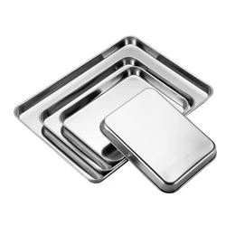 Rectangle Household Steamed Stainless Steel Food Trays Sausage Noodles Storage Pans Fruit Water Kitchen Baking Pastry Dish Plate