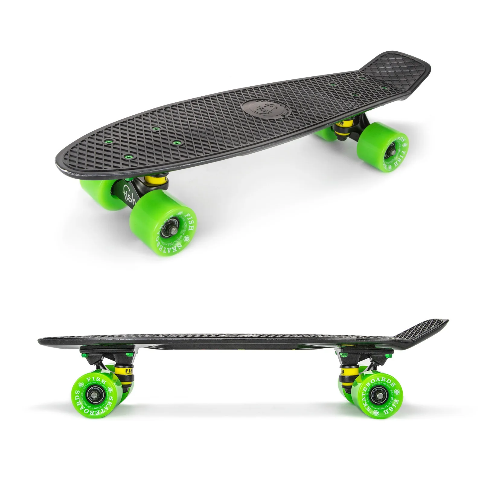 22 inch Fish Skateboards Black Green Single Rocker Penny Board Quality PU Plastic Highway Brush Street Adult Skateboard Scooter