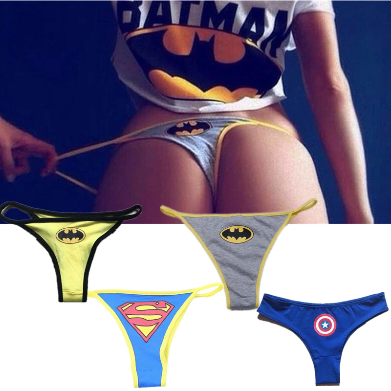 Sexy Women's Superhero Steve Rogers  Dark Knight Bruce Wayne Kal-El Clark Kent Cartoon Underwear G-String Panties Lingerie