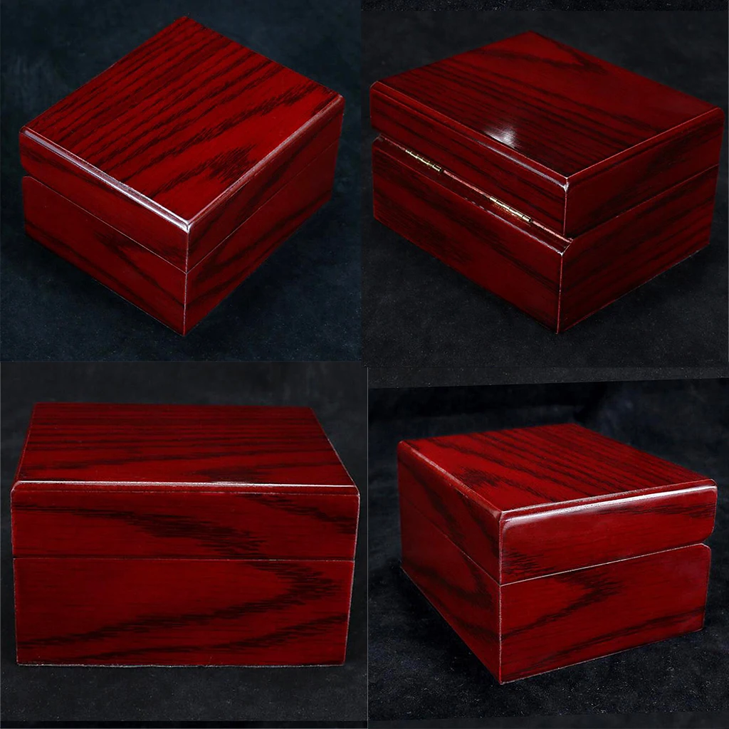 4Pcs Wood Watch Display Box Case Collection, Vintage Style Jewelry Storage Organizer for Women Men - Red