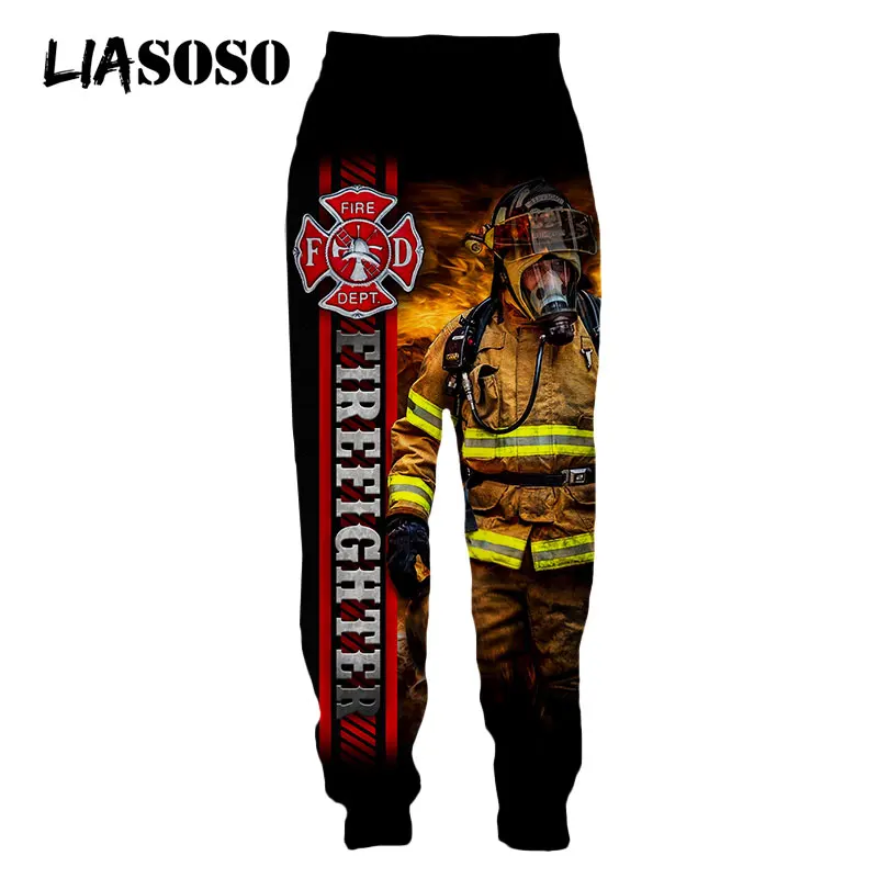 LIASOSO 3D Print Fire Truck Firemen Firefighter Men's Women Sweatpants Casual Harajuku Jogging Cool Hip Pop Fitness Logo Pants