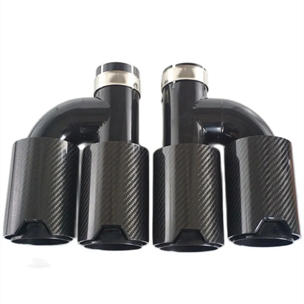 

h Style Dual Carbon Fiber Black Stainless Steel Universal M performance Carbon Fiber Exhaust Tips End Pipes Muffler tips