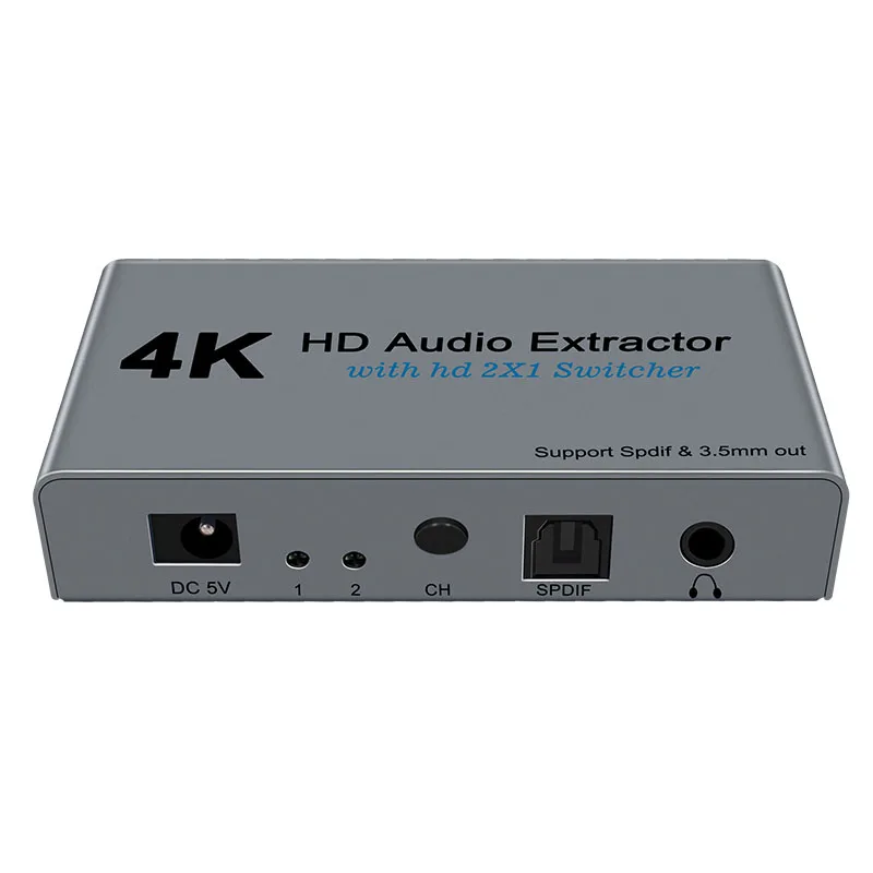 

2 Port HDMI Switch Box 2 in 1 out HDMI Switcher + Optical Toslink L/R Audio Extractor Support 4K for PS4 Xbox One Blu-ray DVD