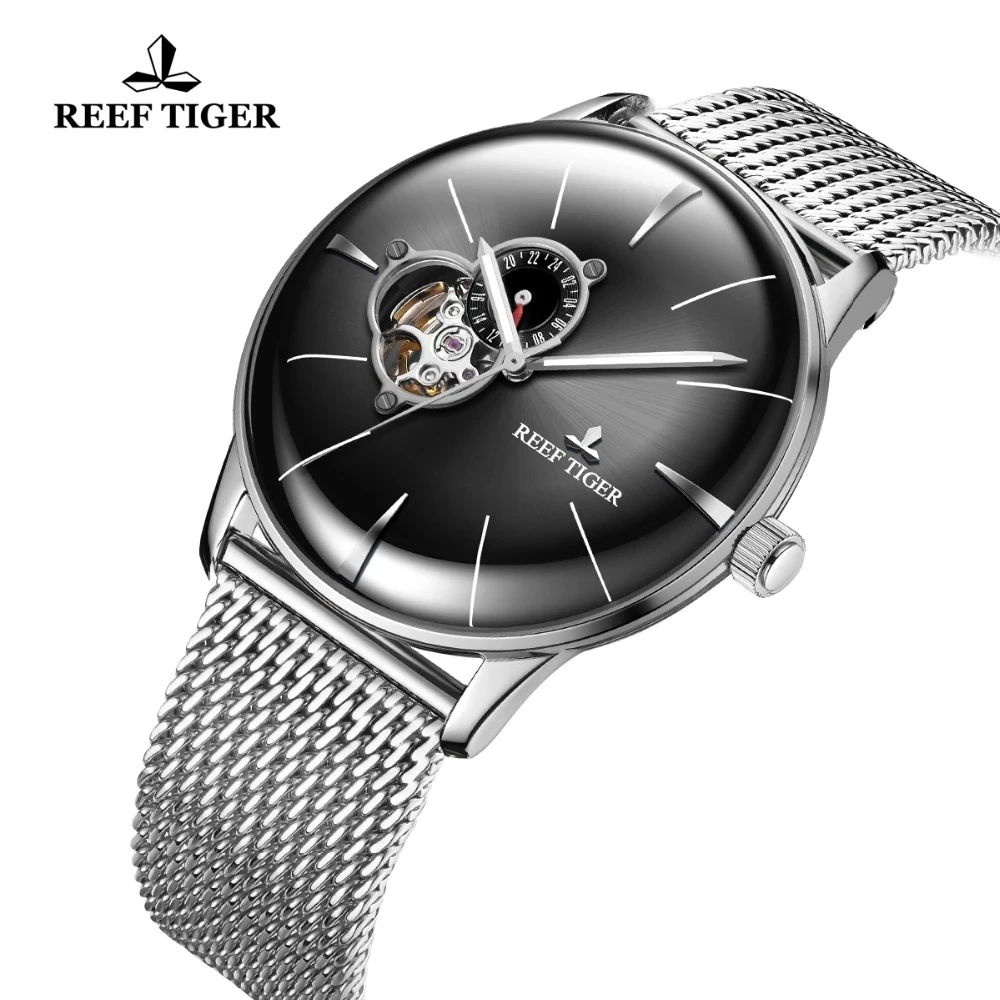 

Reef Tiger/RT Роскошные дизайнерские часы Автоматические механические часы Мужские часы со стальным браслетом Водонепроницаемые часы Reloj Hombre