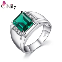 CiNily Authentic Luxury Emerald 925 Sterling Silver Men Rings for Business Party Men Fine Jewelry Ring SR013
