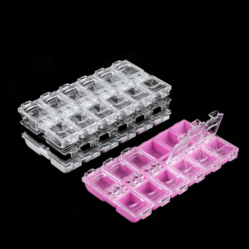 12 Grids Empty Case For Nail Art Decoration Rhinestones Beads Jewelry Accessories Storage Box Clear Pink Black White Color