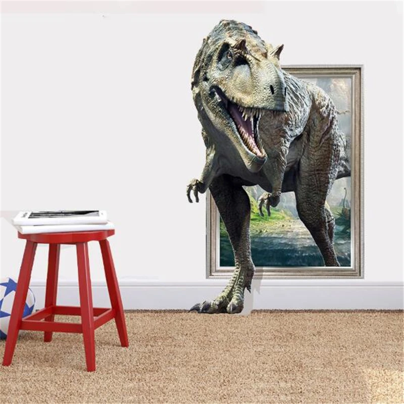 Hot 3D dinosaur wall sticker  home decoration jurassic period animal movie poster wall stickers for kids rooms Movie poster