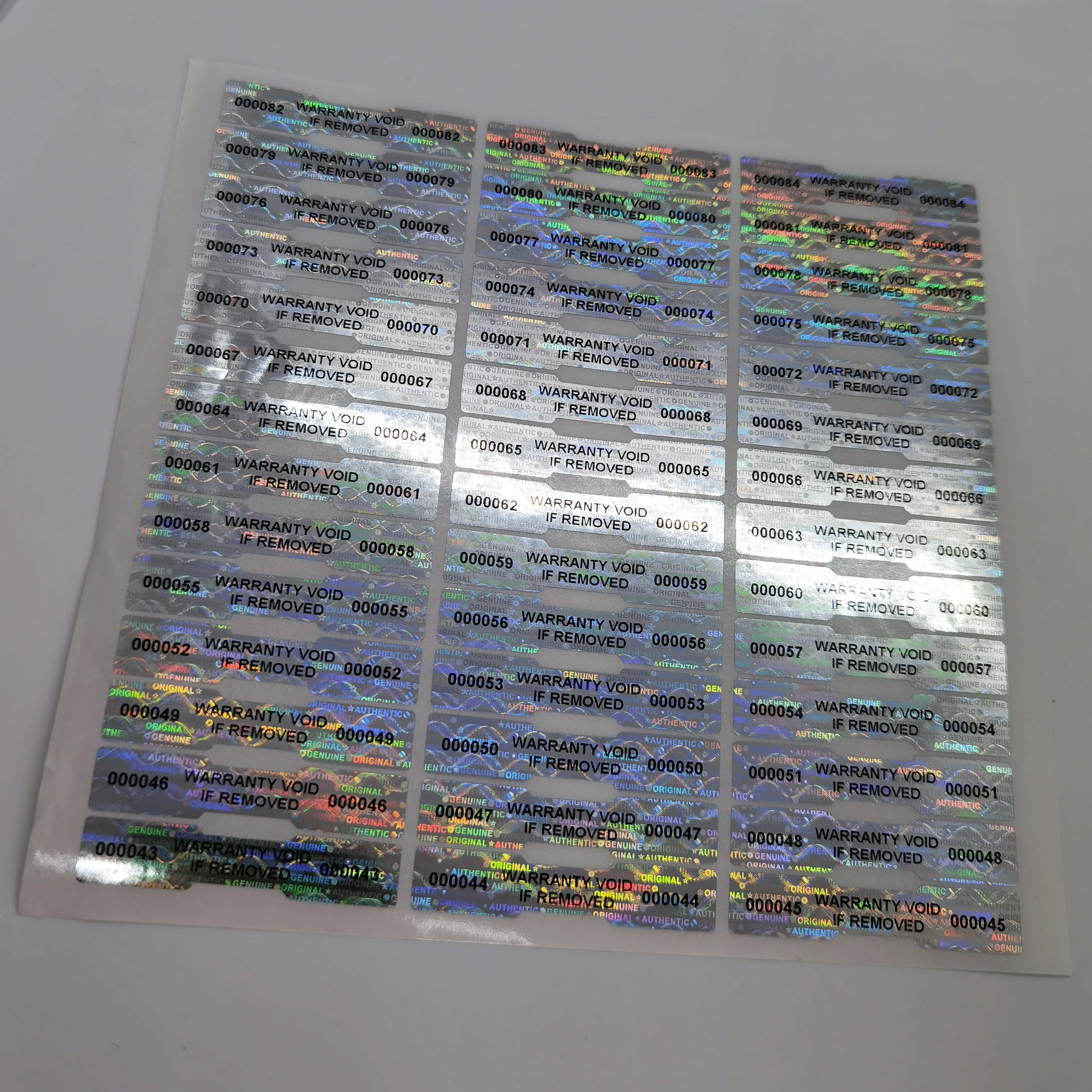 Security Tamper Evident Warranty Void ORIGINAL GENUINE AUTHENTIC Hologram Labels/Stickers w/ Unique Sequential Numbering 1000Pcs