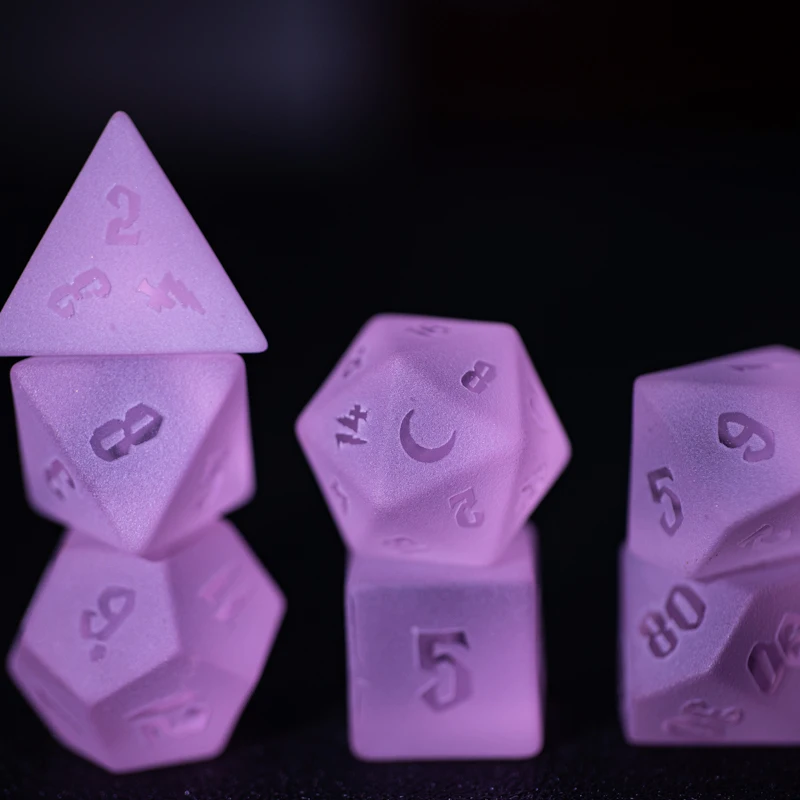 Pink Ground Handmade Polyhedral D&D Dice Set Grind Arenaceous Moon Logo Dice For RPG COC DND Board Table Games Christmas Gift