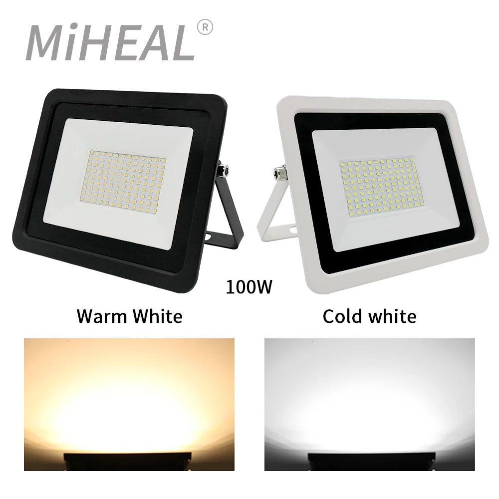 LED Flood Light 10W 20W 30W 50W 100W White Wall Reflector Floodlights 220V IP68 Waterproof Outdoor Garden Lighting LED Spotlight