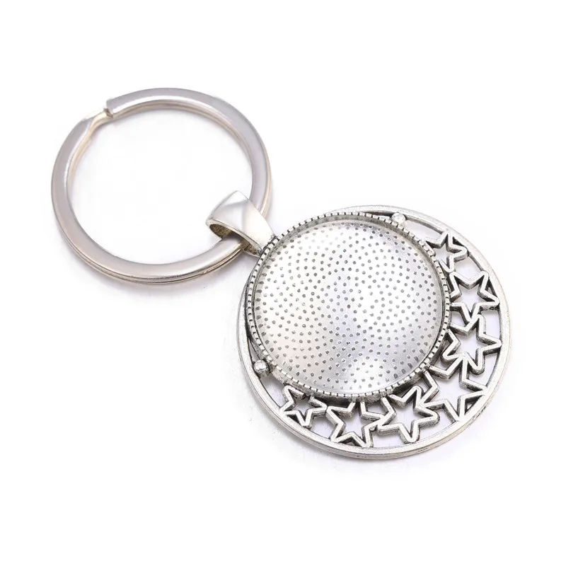 10pcs/lot 25mm Cabochon Blank Keychain Pendant Base Fit 25mm Glass For Key Chain Keyring Pendant DIY Jewelry Making Findings