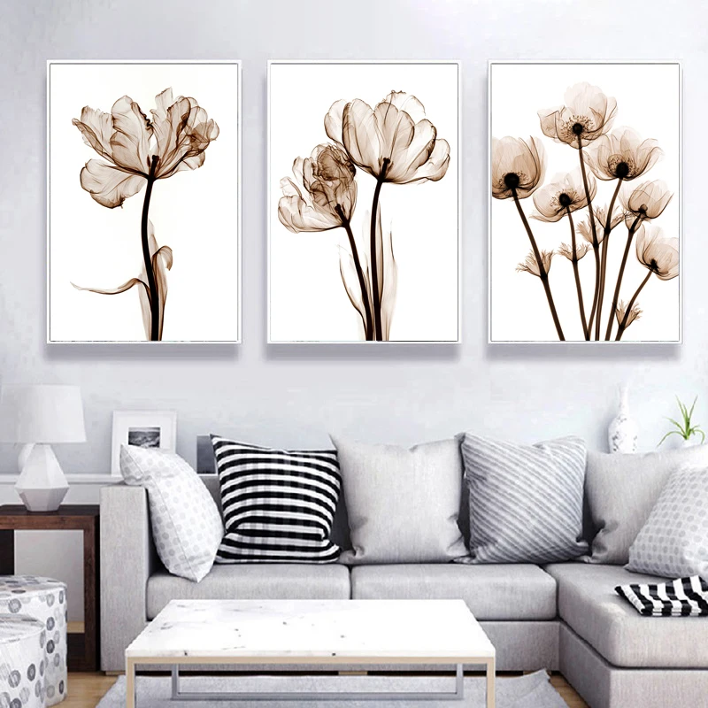 

Nordic Style Modern Transparent Flower A4 Canvas Painting Art Print Poster Picture Home Wall Decoration Simple Wall Decor