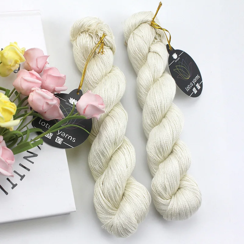 Super Soft 100% Silk Yarn For Hand Knitting Crochet Undyed 50g Hank  Lace Weight Natural White Silk 22