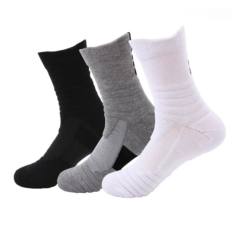 Brothock Men knee-high sports socks badminton running outdoor mid calf elite socks Pulling non-slip basketball socks wholesale