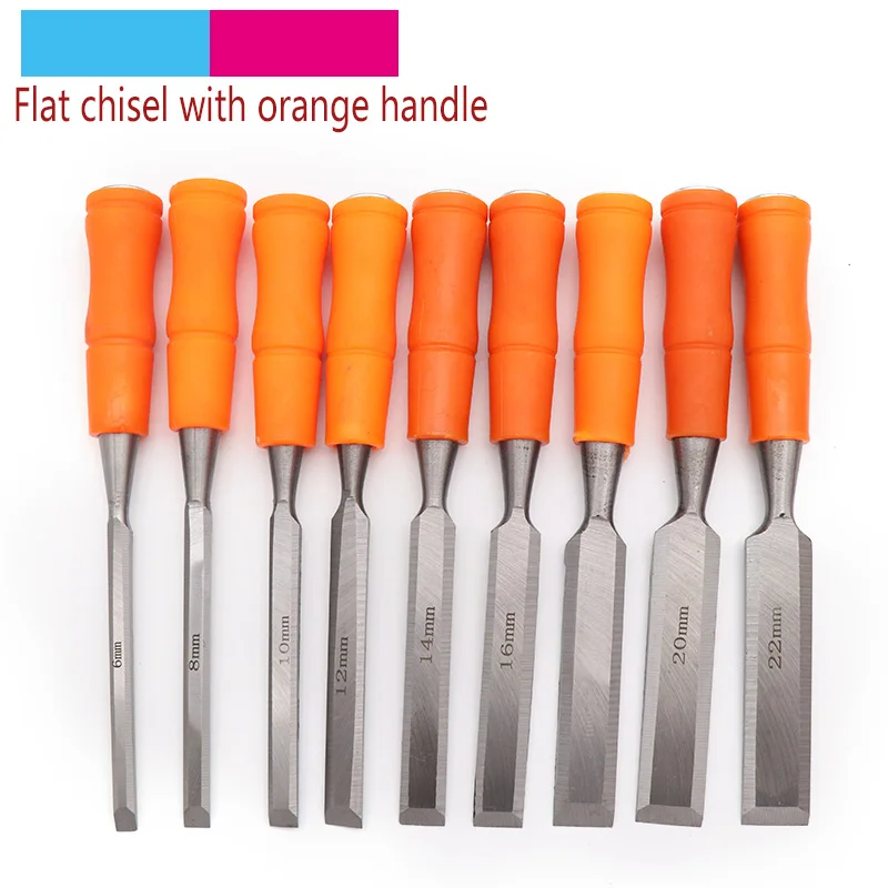 

1pcs High-carbon Steel 6-24mm Wood Carving Chisel Flat Carving Knife Handwoodcut Woodworking Firmer Lathe Gouges Tools