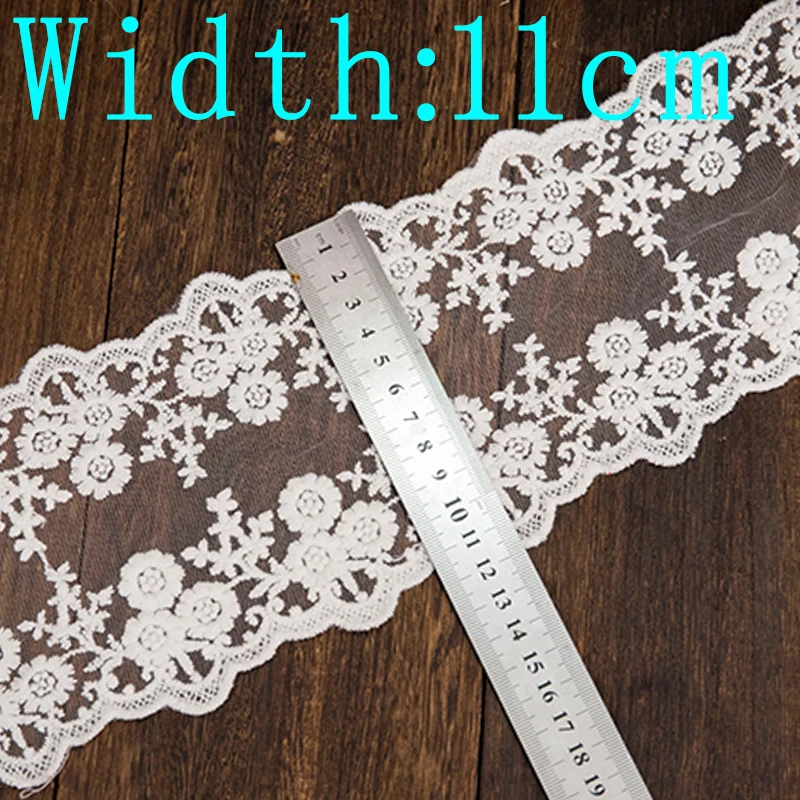 Embroidery Lace Fabric Sewing Accessories 11cm Wide Lace Collar For Dress DIY Decorative Ribbons For Needlework Lace By Yard