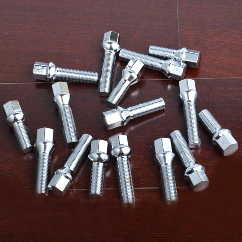 10PCS Wheel Spacer Lug Nuts M14*1.5/ M14*1.25 Ball Cone Seat Thread Length Sport Car Wheel Spacer Wheel Lug Bolts Screw