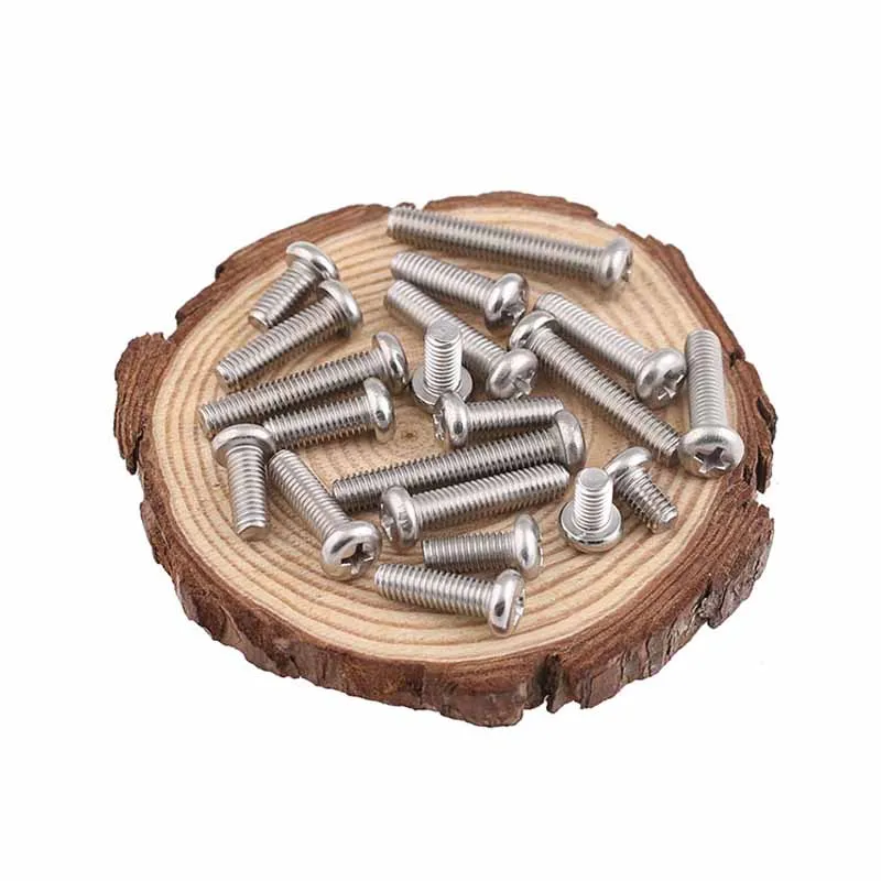 304 Stainless Steel Pan Head Phillips Screws A2 Round Head  Screw/Bolts M1 M1.2 M1.4 M1.6 M2 M2.5 M3 M4