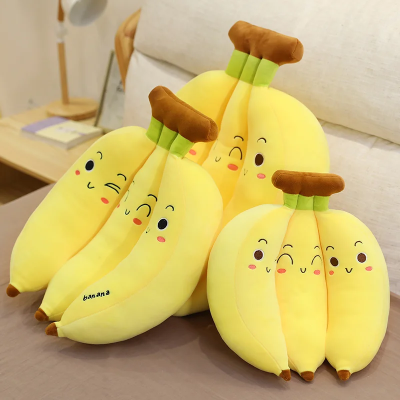 35-70cm criativo dos desenhos animados banana travesseiro de pelúcia kawaii sofá almofada brinquedo do bebê bonito boneca de pelúcia crianças brinquedos de frutas presente do miúdo