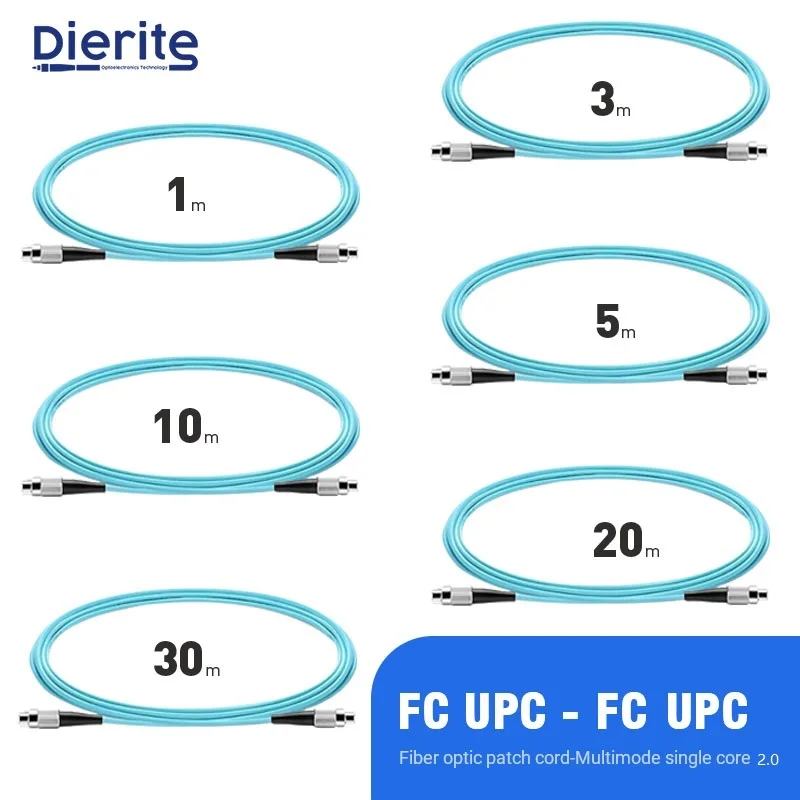 1Pcs 30m FC UPC TO FC UPC OM3-150 Fiber Patch Cable Simplex Jumper One Core Patch Cord Multimode Simplex 2.0mm Fast Transmission