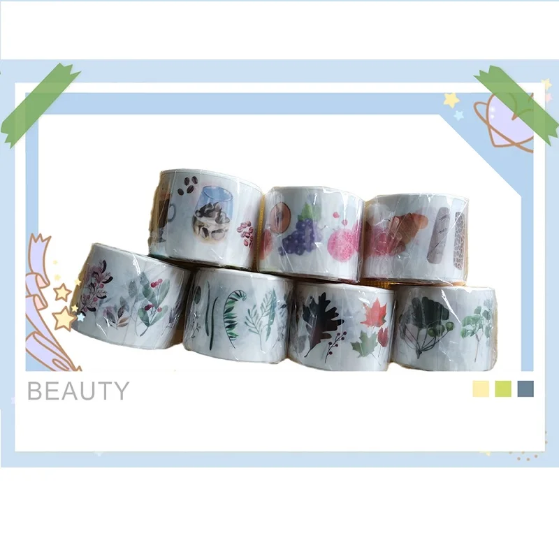 Coffee bread plant autumn leaf delicious fruit cake washi tape with glass-paper packing DIY photo album and paper tape