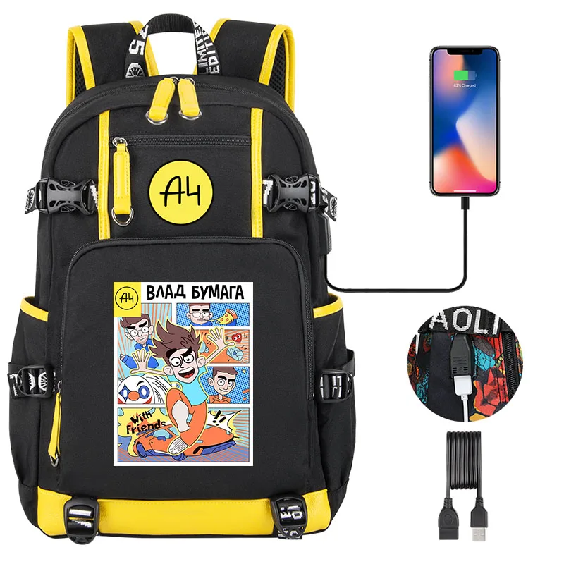 2022 NEW а4 мерч рюкзак Boy Girl Backpack USB ВЛАД А4 Cartoon Children Bookbag Men Teenagers Fashion Traveling Backpack