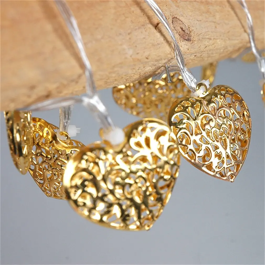 Il più nuovo 20 LED dorato a forma di cuore scintillante fata String Light Christmas Party Garden