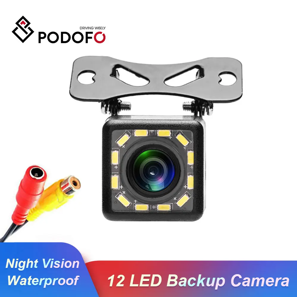 Podofo 12 LED Car Rear View Camera Night Vision Reversing Auto CCD Parking Monitor Water Resistant 170 Degree HD Backup Camera