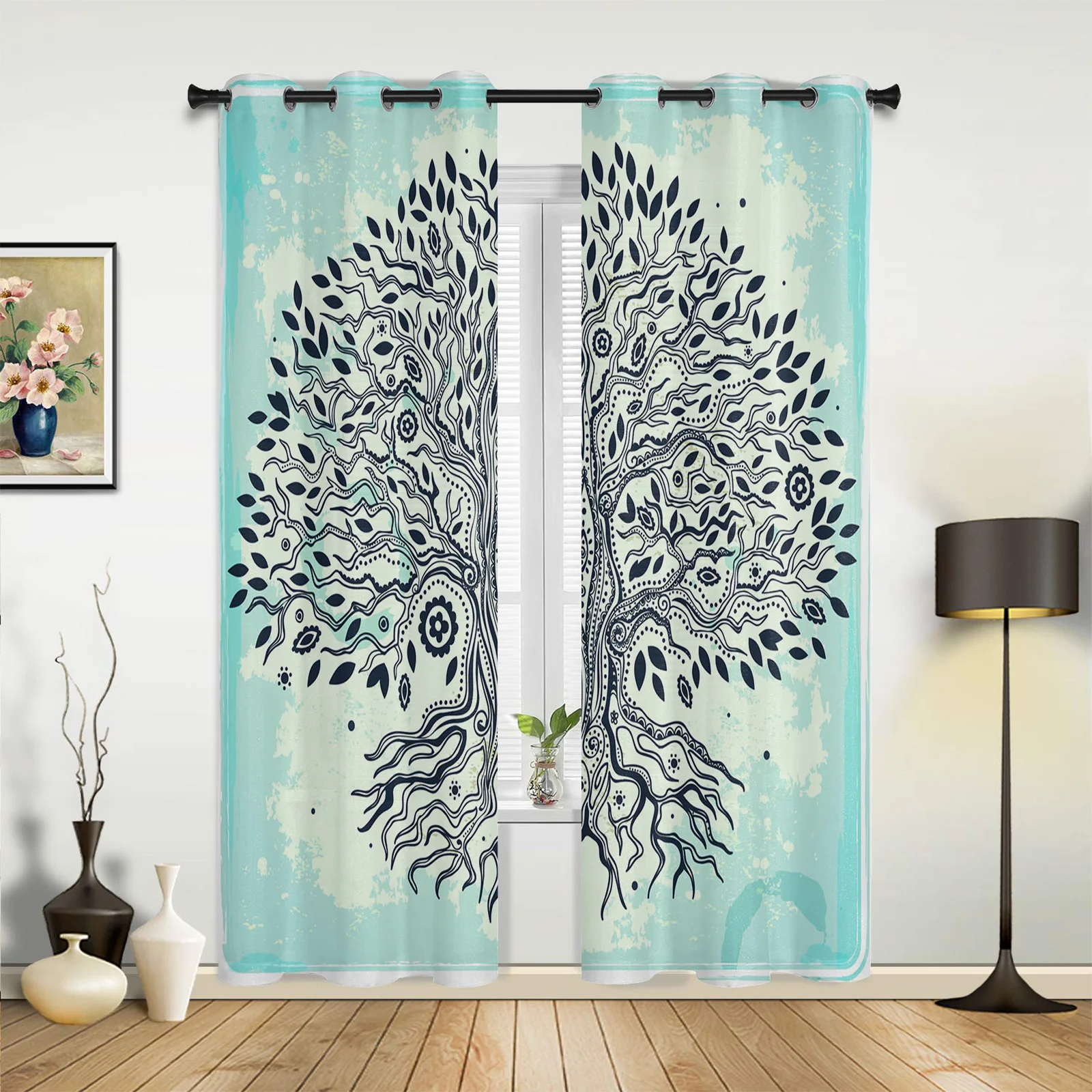 French Window Curtains Trees Tree Roots Retro Living Dining Room Kids Bedroom Screens Modern Luxury Home Decor Valance Curtains