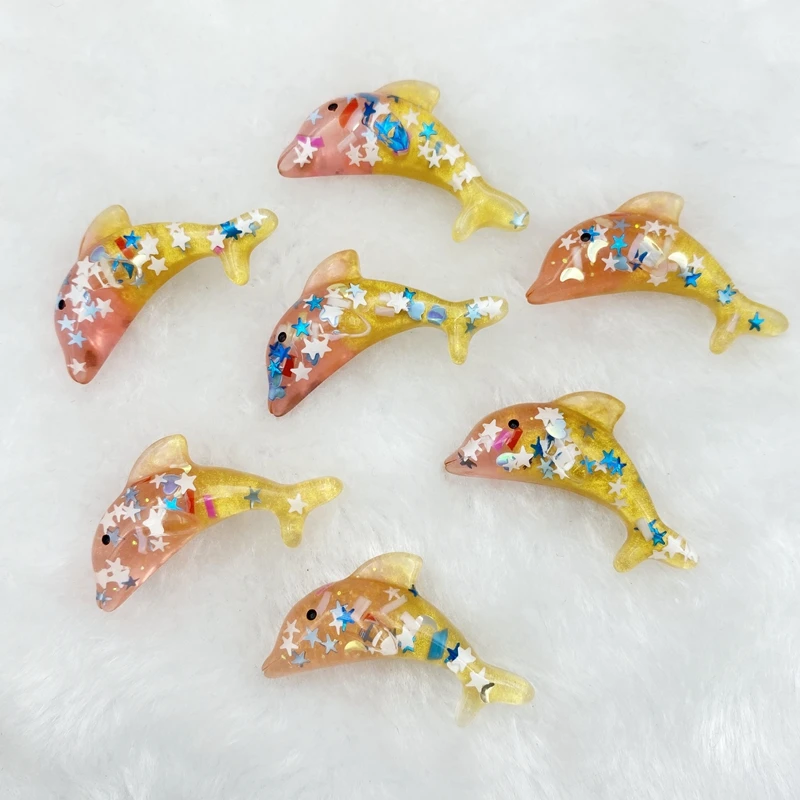 New pattern 12Pcs/lot Cute Resin Dolphin rhinestone Miniature Figurine DIY Kids Hair Bow Accessories Scrapbooking Craft