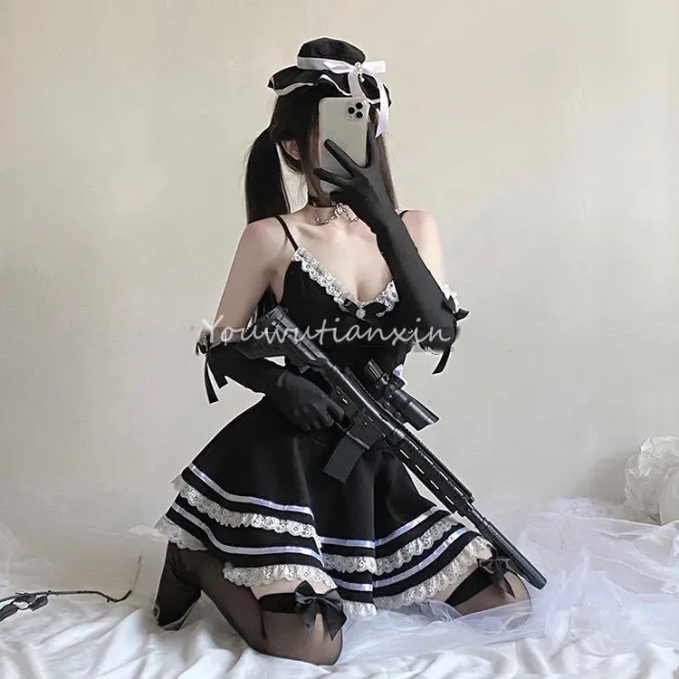 Japonés Lolita café chica vestido mucama Kawaii traje dulce Anime disfraces Cosplay Sexy Lencería encaje camisón