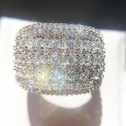 Huitan Gorgeous Wedding Bands Rings for Women Full Brilliant Cubic Zirconia Bling Bling Female Accessories Party Trendy Jewelry