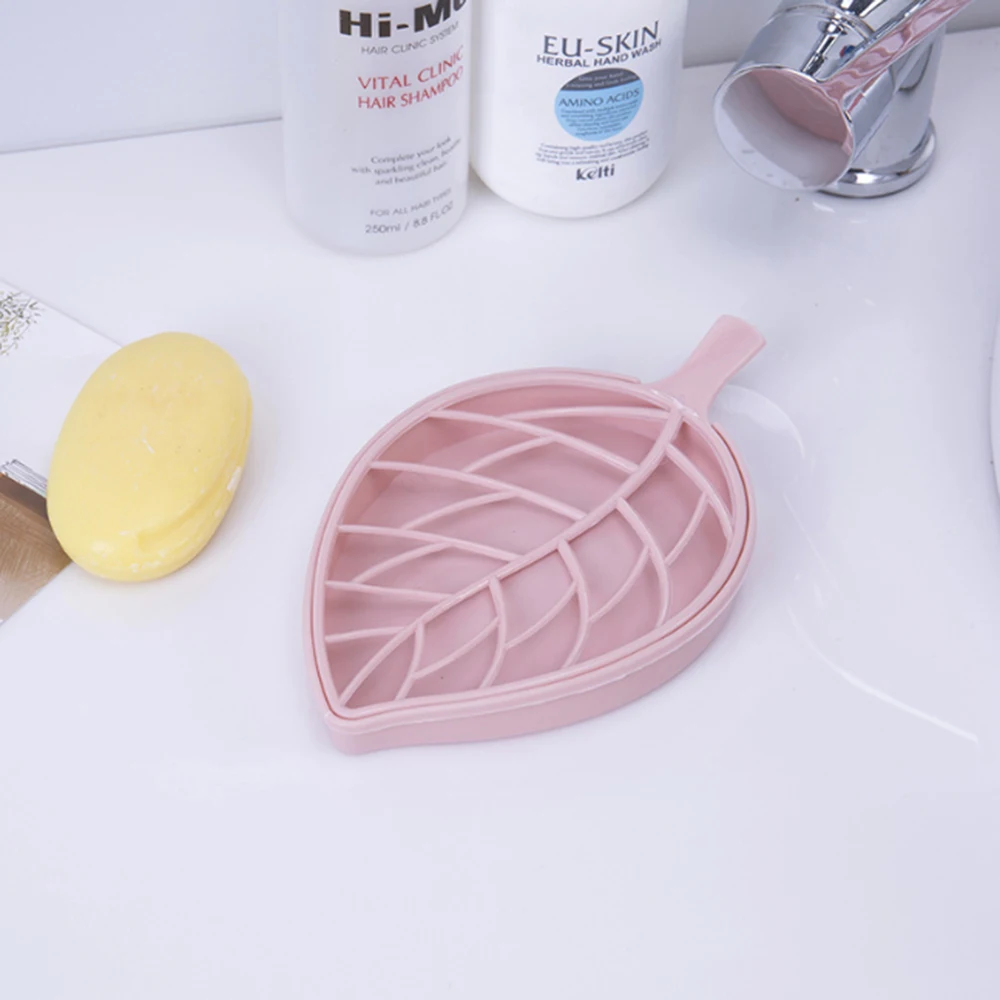 Double Layer Leaf Shape Drain Soap Box Soap Storage Container Portable Leaf Modeling Soap Dishes Holder